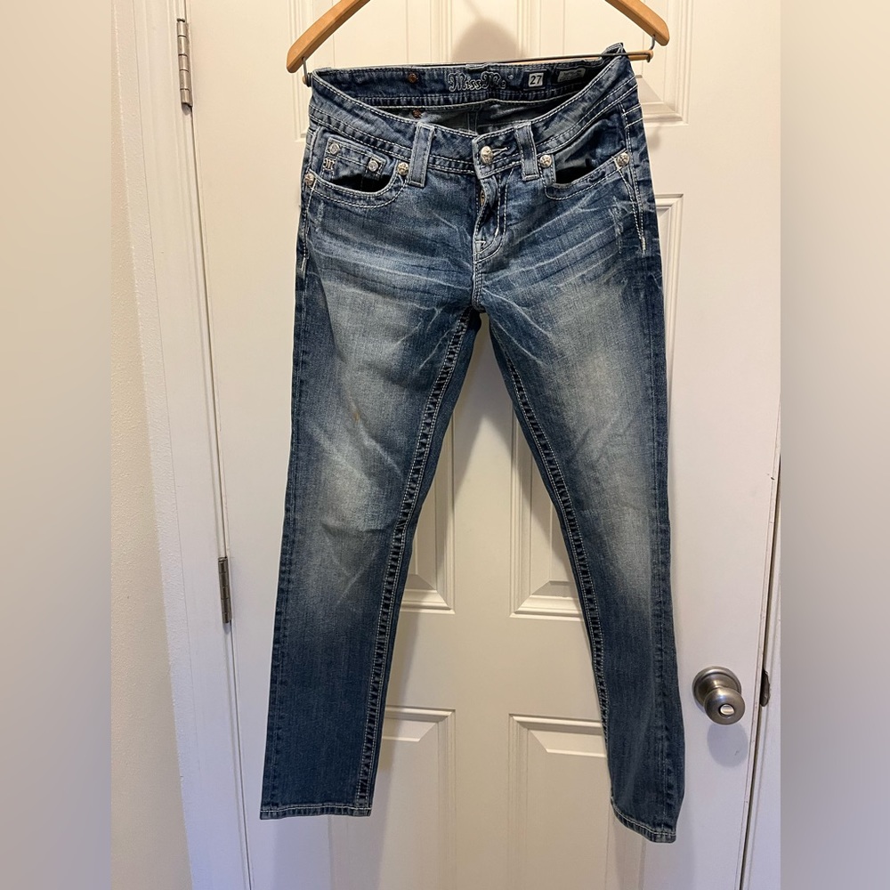 *DISCOUNTED!* miss me jeans easy skinny  [includes missing gem] | size 27 | blue